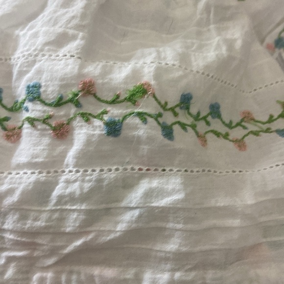 ByTimo Embroidered 100% Cotton Voile Smocked Lattice Lace Peasant Top Sz S - Picture 7 of 9